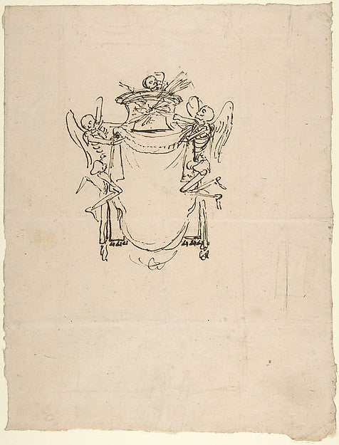 Sketches for a Wall Tomb with Skeletons 1630–40-Gian Lorenzo B,16x12"(A3) Poster