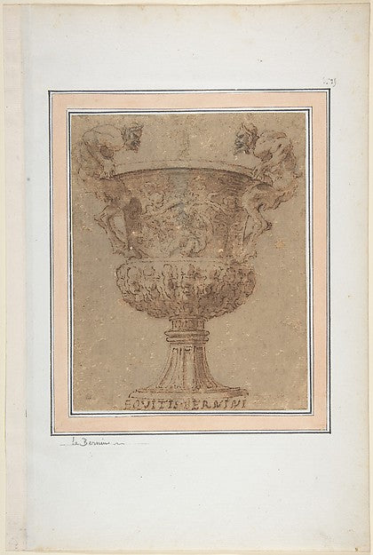 Design for an Urn with Satyrs for Handles. 17th cent-Anonymous, Poster Print Wall Art