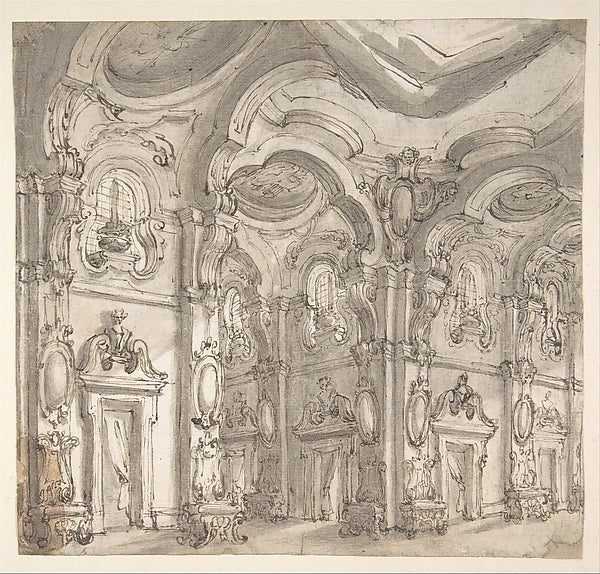 Design for a Stage Set - The Gallery of a Magnificent Palace De, Poster Print Wall Art