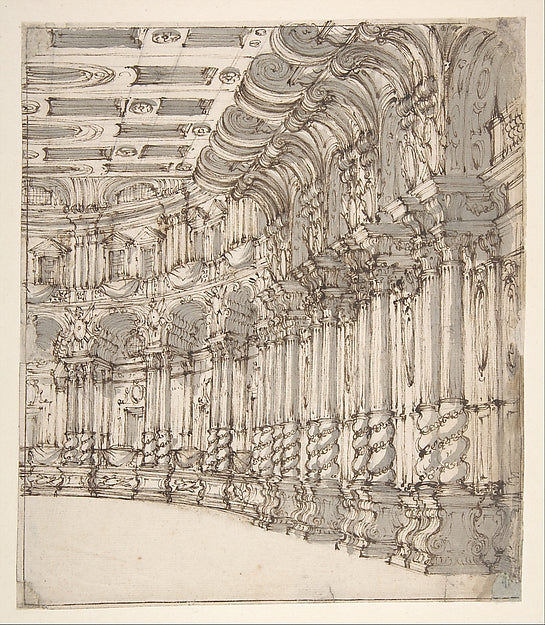 Design for a Stage Set: Interior of a Ballroom or Theater with,16x12"(A3)Poster