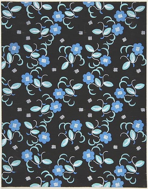 Fabric Design with Blue Flowers c1918–25-Attributed to Paul Po, Poster Print
