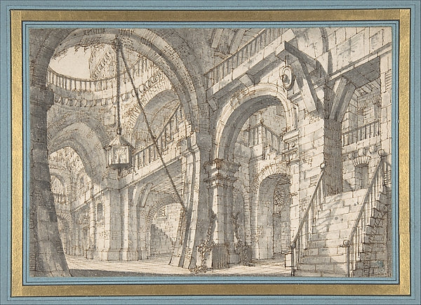 Perspective for a Stage Set with Stairs and Arches 1684–1737-S,16x12"(A3) Poster