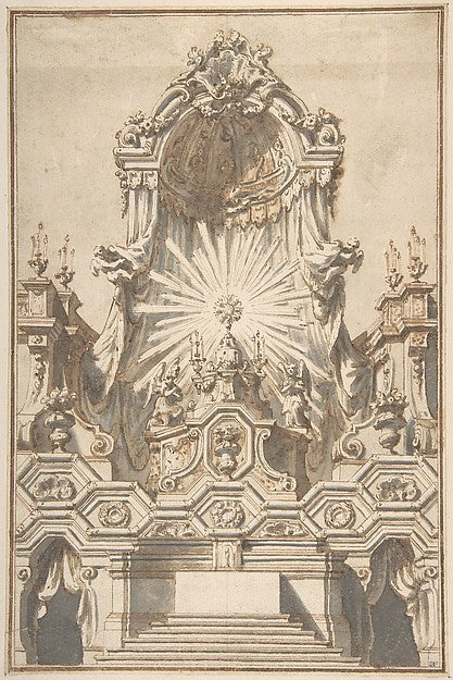 Framed Design for an Altar c1710–20-Giuseppe Galli Bibiena,16x12"(A3) Poster