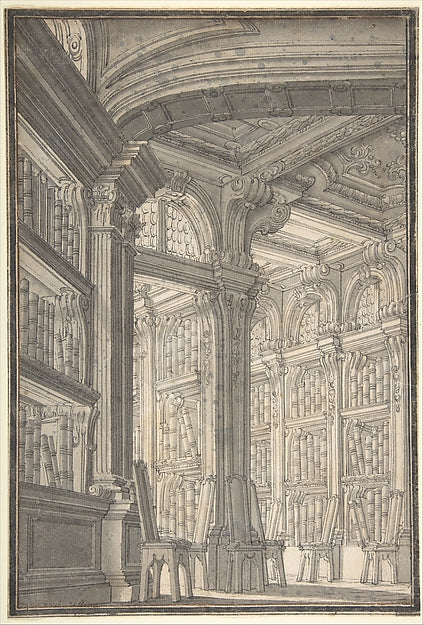 Foreshortening of a Library 1728–78-Carlo Galli Bibiena, Poster Print Wall Art