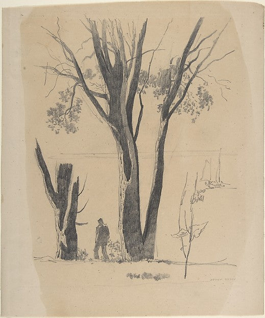 Study of Man between Trees 1860–1880-Odilon Redon, Poster Print Wall Art