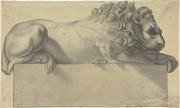Drawing after a Lithograph of a Recumbent Lion. n.d.-After Ant, Poster Print Wall Art