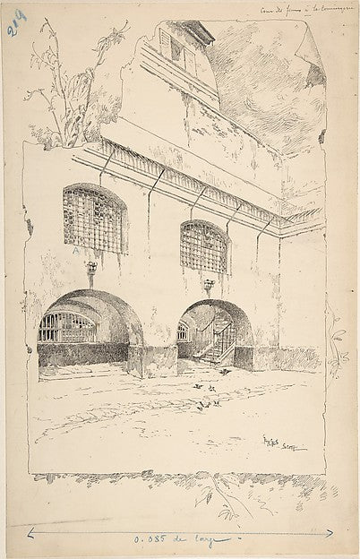 Drawing for Book Illustration "Cour des femmes à la Concierge, Poster Print