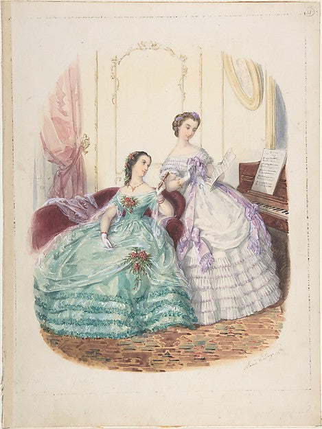 Fashion Study: Two Women in Evening Dress c1860-Adèle-Anaïs To, Poster Print