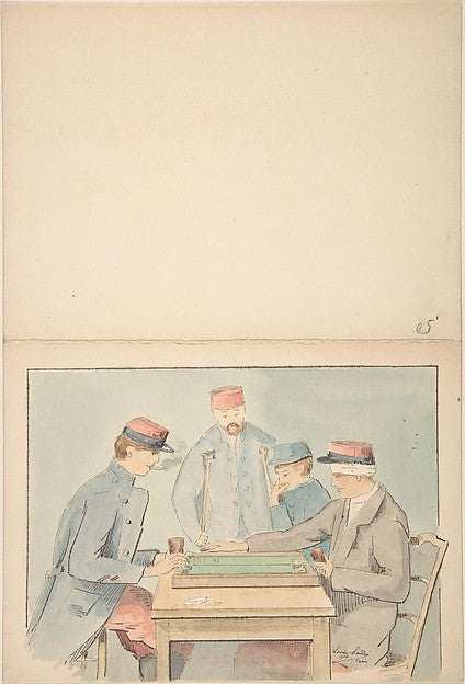 Soldiers Playing a Game 1916-Louise-Amelie Landré ,16x12"(A3)Poster