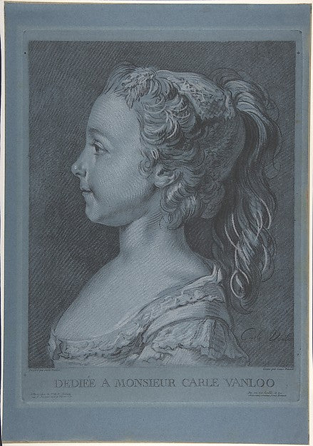 Head of a Young Girl in Profile 18th cent-Copyist Louis Marin,16x12"(A3)Poster