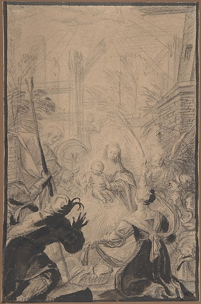 Adoration of the Shepherds c1620–30-Claude Vignon,16x12"(A3)Poster