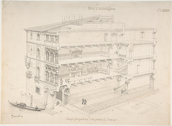 Perspectival Cross-Section of a Venetian Palace 1830–79-Eugène, Poster Print