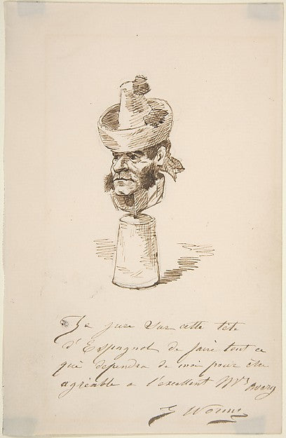 Caricatured Head of a Spaniard 1880-Jules Worms, Poster Print Wall Art