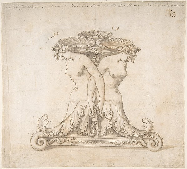 Drawing of a Fountain 16th cent-Anonymous,French,16th cent, Poster Print