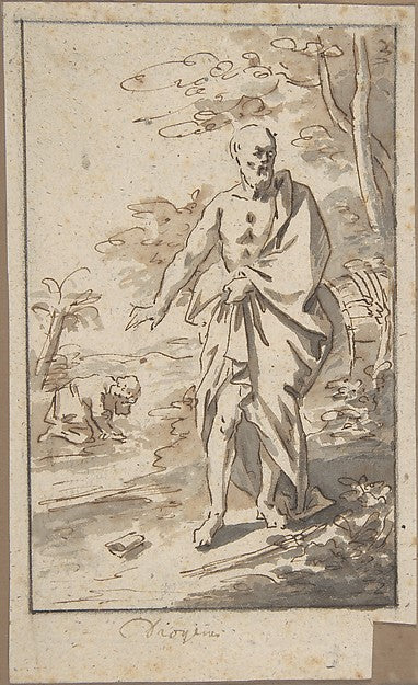 Diogenes Throwing His Cup to the Ground 17th cent-Anonymous,F, Poster Print Wall Art