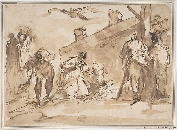 Sketch for Adoration of the Kings 17th cent-Anonymous, French,, Poster Print Wall Art