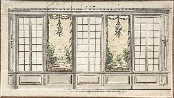 Design for a Windowed Wall with Decorative Panels mid-18th cen,16x12"(A3)Poster