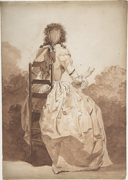 Seated Woman Seen from Behind c1790–95-Anonymous, French, 18t,16x12"(A3) Poster