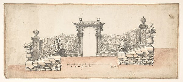 Design for an Ornamental Doorway Leading to a Garden 18th cent,16x12"(A3)Poster