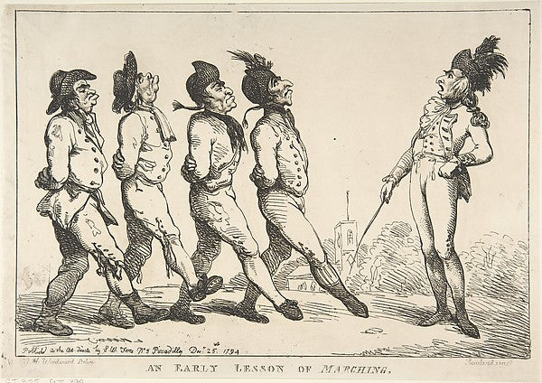 An Early Lesson of Marching December 24, 1794-Thomas Rowlandso, Poster Print