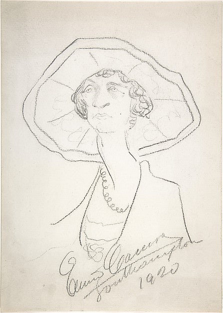 Caricature of a Woman in a Large Hat 1920-Enrico Caruso , Poster Print