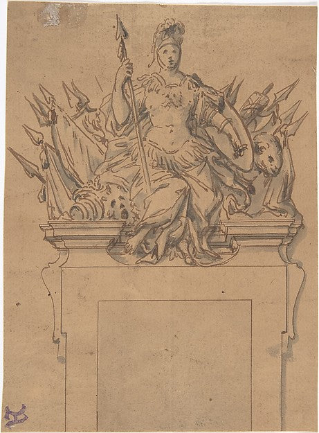 Design for an Overdoor or Chimney Piece with an Armorial Troph, Poster Print Wall Art