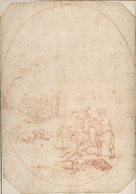 Landscape with Soldiers Helping the Wounded after a Battle 17t, Poster Print