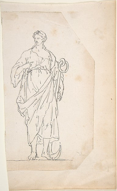 Female Figure with Anchor 18th cent-Anonymous,French,18th ce, Poster Print Wall Art
