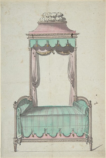 Design for a Bed and a Canopy 18th cent-Anonymous,French,18t, Poster Print Wall Art