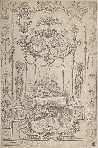 Design for an Arabesque with Cupid and Psyche 1720–40-Circle o,16x12"(A3)Poster