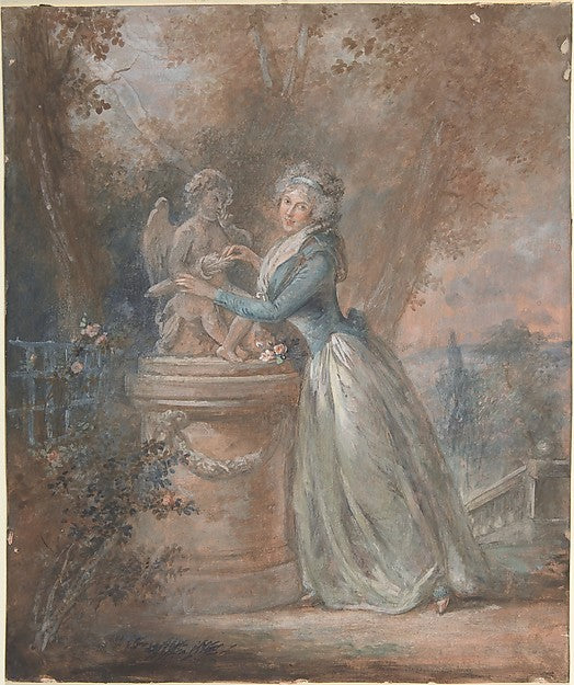 Lady in a garden 18th cent-Anonymous, French, 18th cent, Poster Print Wall Art