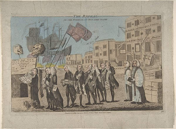 The Repeal or the Funeral of Miss Ame-Stamp 1766-Anonymous, B,16x12"(A3)Poster
