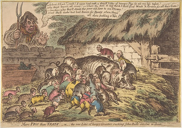 More Pigs Than Teats –or–the New Litter of Hungry Grunters Su, Poster Print