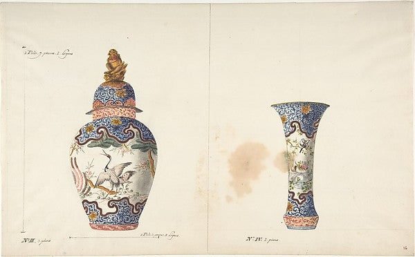 Design for Two Vases c1770–85-Anonymous,French,18th cent, Poster Print