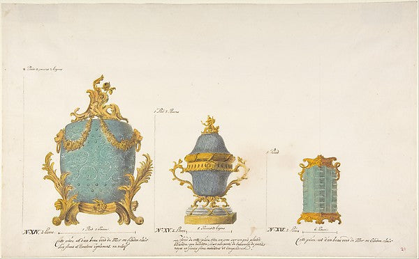 Design for Three Vases c1770–85-Anonymous,French,18th cent,16x12"(A3)Poster