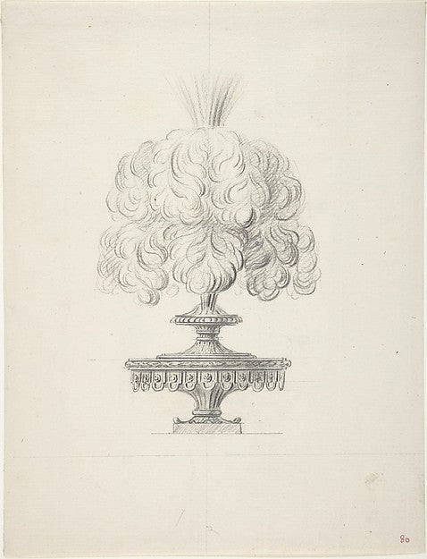 Design for a Plumed Oil Lamp c1770–90-Anonymous,French,18th,16x12"(A3)Poster