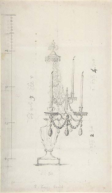 Designs for a Chandelier c1770–90-Anonymous,French,18th cent, Poster Print Wall Art