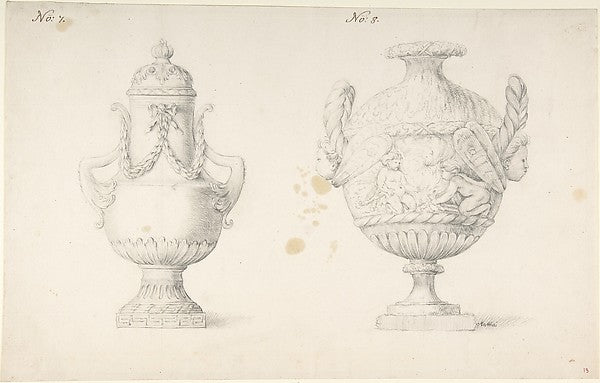 Design for Two Urns c1770–90-Anonymous,French,18th cent, Poster Print Wall Art