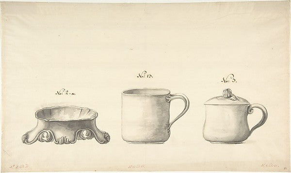 Design for a Salt Celler and Two Cups c1770–90-Anonymous,Fren, Poster Print Wall Art