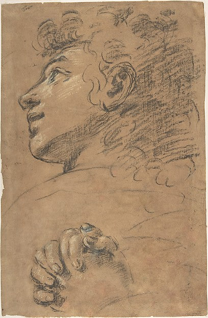 Profile Head of a Youth Looking to Upper Left and Study of Cl,16x12"(A3) Poster