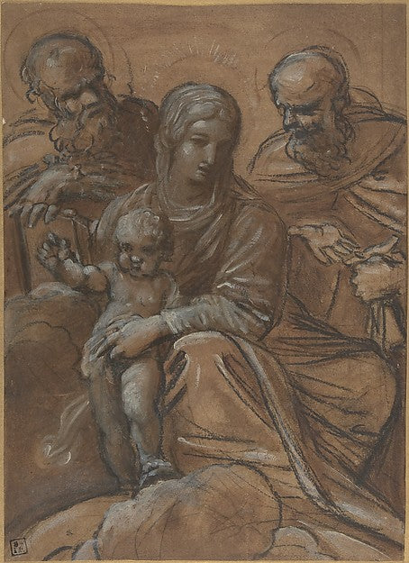 The Virgin and Child with Two Male Saints 1577–1660-Giacomo Ca,16x12"(A3) Poster