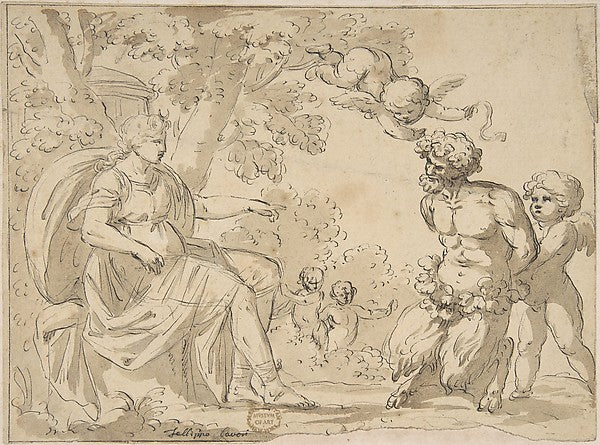 Diana and Satyr 1800–-Filippo Cavori,16x12"(A3) Poster