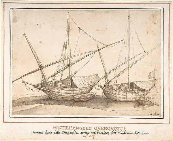Four Boats 1602–60-attributed to Michelangelo Cerquozzi ,16x12"(A3) Poster