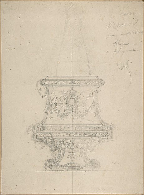 Design for a Vase with Rams' Heads in Renaissance Style 19th c, Poster Print