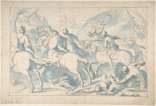 Battle Scene 1590–1646-Belisario Corenzio, Achaea 1558–1646 E,16x12"(A3) Poster