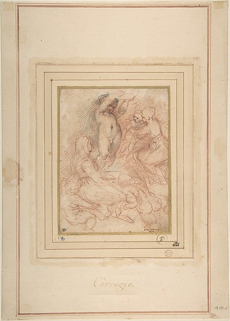Standing Nude Child Surrounded by Women and Children 1489–1534, Poster Print Wall Art
