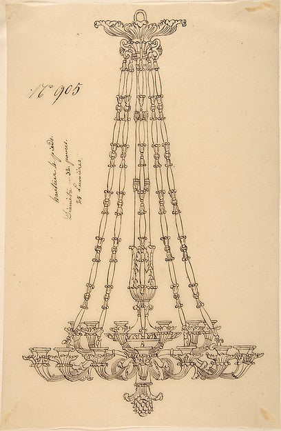 Design for a Hanging Chandelier 19th cent-Anonymous,French,1, Poster Print