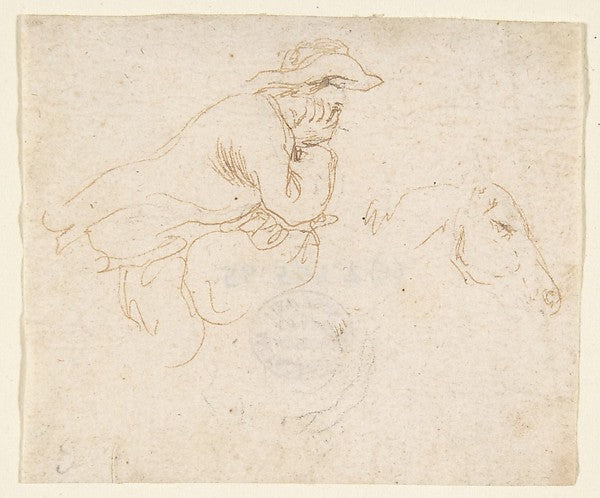 Man on Horseback seen in Profile View Facing Right. 1610–64-St,16x12"(A3) Poster