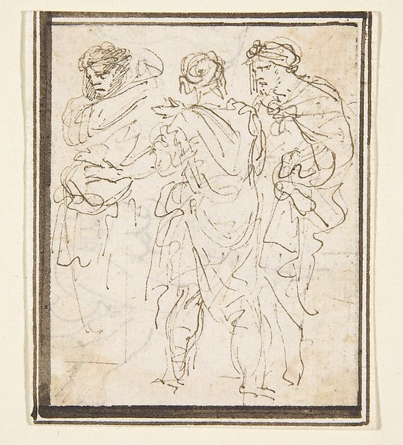Three Standing Figures in Antique Costume. 1610–64-Stefano del, Poster Print Wall Art