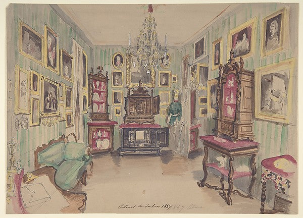 Drawing of an Interior: Cabinet du Salon 1857-Anonymous,Frenc, Poster Print